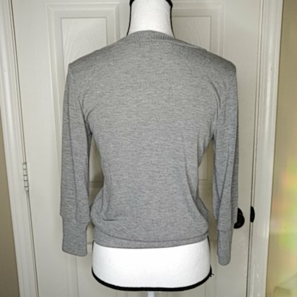 MAXI Button Down Grey w/Lace Detail Sweater or Cardigan 3/4 Sleeves Size… - Picture 4 of 5